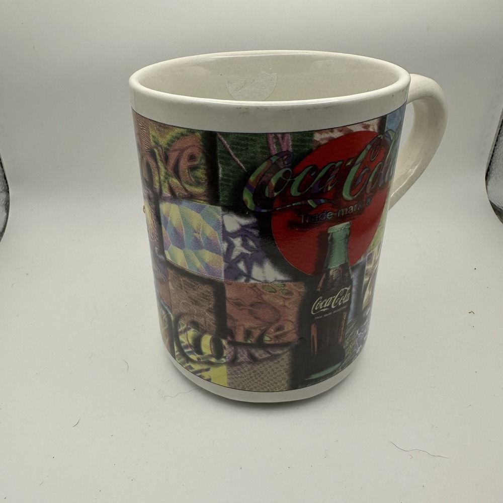 1997‎ Coca Cola Gibson Houseware Mug Retro Patchworks Design Vintage Collectible